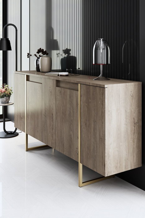 Hanah Home Consola Luxe Nogal y Dorado